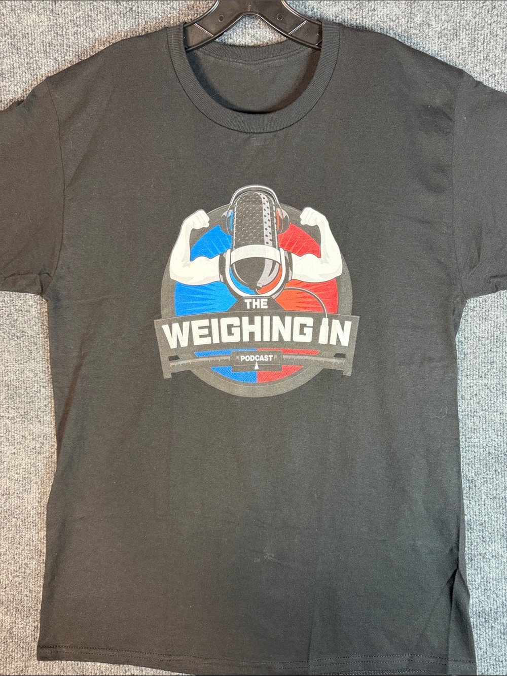 The Weighing In Podcast Men's Medium MMA Boxing Microphone Graphic T Shirt Black
